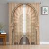 Yellow Wall Gate Morocco Sheer Curtain For Bedroom Tulle Voile Curtain For Kitchen Living Room Decor Window Treatment