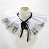 Women Victorian Ruffle Mesh Fake Collar Shawl Vintage Renaissance Black White Tulle Clown Cosplay Neck Ruff Choker Shawl