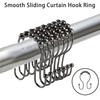 Yousheng 12Pcs Shower Curtain Hook Dual Hooks Good Balance Strong Bearing Capacity Roller Ball Smooth Sliding Curtain Hook Ring Bathroom Supply