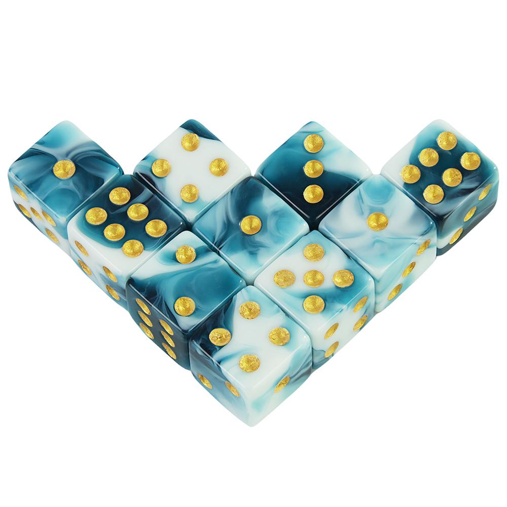 Premium Quality Square Corner Dot D6 Dice Set for Table Board Gaming - 12mm Mixed Color, Pack of 10