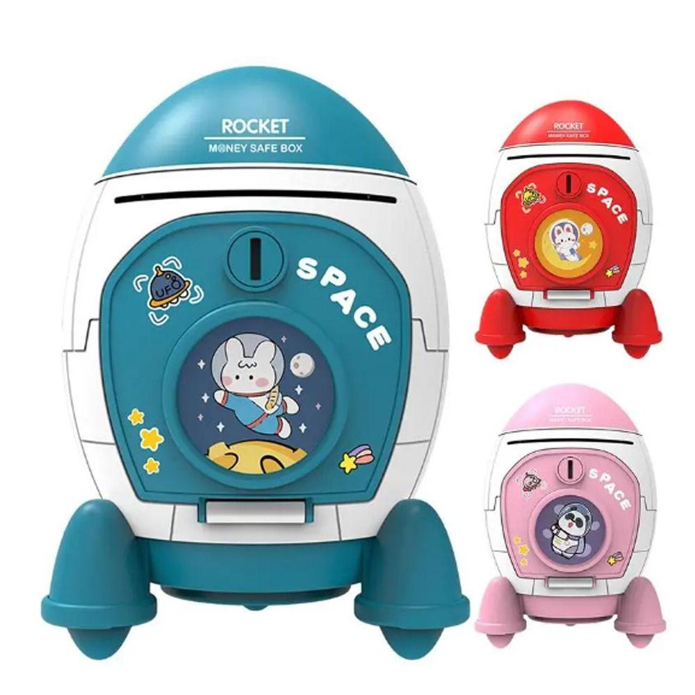 Cute Money Box Space Rocket Shape Coin Saving Box High Quality Piggy Bank Kids Gift Toy