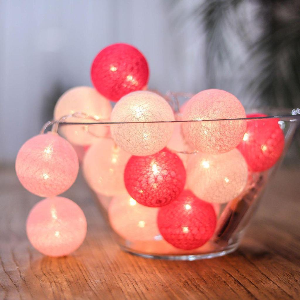 LED Cotton Ball Fairy Lights - Christmas & Bedroom Decor