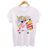 2025 Funny Unicorn Print Women T Shirt Short Sleeve T-Shirts O-Neck Tops White Casual Hip Hop Tshirts