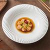 Pure White Relief Texture Ceramic Deep Bowl Salad Bowl Dessert Bowl Pasta Bowls Thick Soup Bowls Restaurant Specialty Tableware