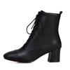Fashion Women's Ankle Boots Autumn Winter Black White Party Shoes Female Casual Low Heels Short Boot Lace Up Large Size 34- 45