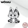Cute Cartoon Zebra Charm Pendant 925 Sterling Silver Animal Beads for Original Bracelet & Bangle Vintage Jewelry