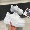Leather Little White Shoes Women's 2025 Summer New Versatile Lightweight Sports and Leisure Heightening Lace-up Board Shoes Women's Tide