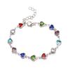 1Pc Exquisite Colorful Heart Bracelet for Women Charm Metal Chain Bracelets Party Birthday Jewelry Gift