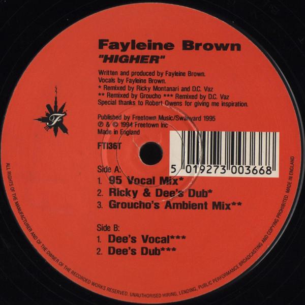 12inch Record FAYLEINE BROWN - Higher FTI36T Freetown Inc 1994 US Dance & Electronica Used