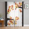 Autumn Maple Leaves On Branches Sheer Curtains For Living Room Window Transparent Voile Tulle Curtain Bedroom Drapes Home Decor