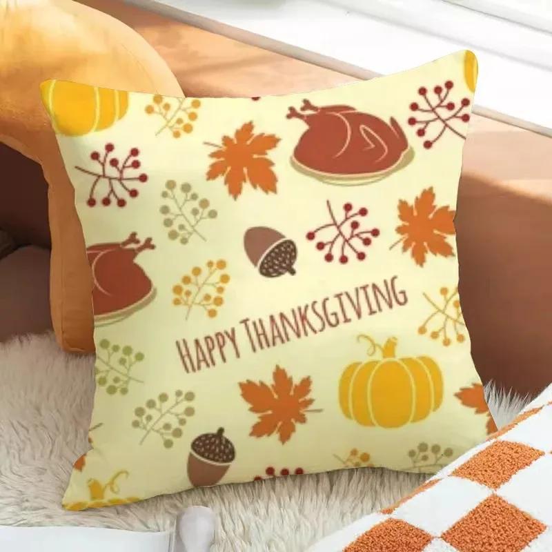 Pumpkin Print Pillowcase Autumn Harvest Festival Pillowcase 45x45cm Living Room Sofa Cushion Cover Bedroom Room Home Decoration