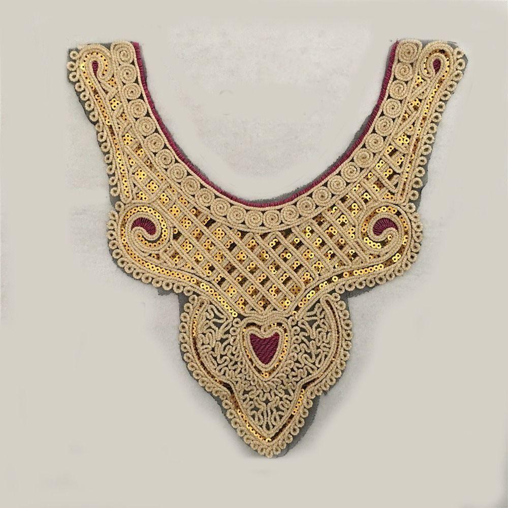 2pcs Fashion Sewing Accessories Embroidered Sequin Fabric DIY Applique Trim Lace Collar