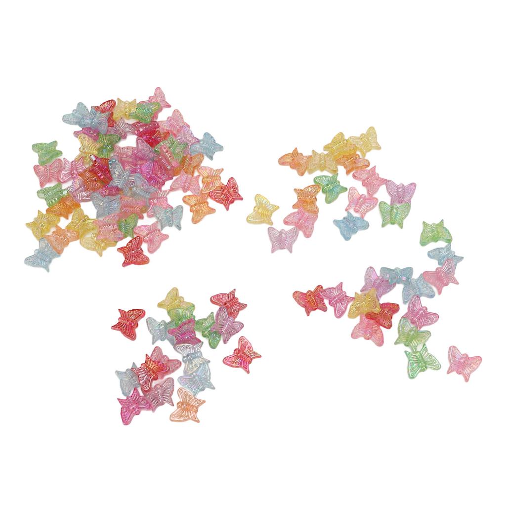 100pcs Butterfly Shape Beads Plastic Material Relaxing DIY Making Colorful Craft Beads for Jewelry