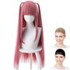 CaseEden Cosplay Wig, Long, Two-Side Updo, Heat-Resistant, Pink (Dark Pink), Includes 2 Wig Nets