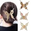 1pc Women's Elegant Water Diamond Butterfly Grip Clip Women's Premium Alloy Hair Clip Shark Clip Headpiece