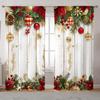 2pcs Set Christmas-Themed Curtains - Digital Print Rod Pocket Design Polyester  Perfect for Living Room Kitchen Bedroom Windows