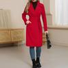 Women's Casual Fashion Solid Color Long-sleeved V-neck Tie Long Woolen Coat