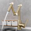 Tuqiu Brushed Gold Foldable Kitchen Faucet Hot and Cold Gold Sink Faucet Tap Chrome Kithchen Mixer Brass Deck Mounted