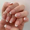 24pcs Manicure Press On Nails DIY Wavy Short French Ballerina Fake Nails French White Edge