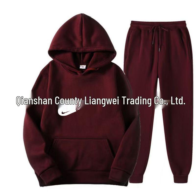 Unisex Solid Color Hooded Sweatshirt Set - Casual Spring/Autumn Two-Piece Tracksuit 2025