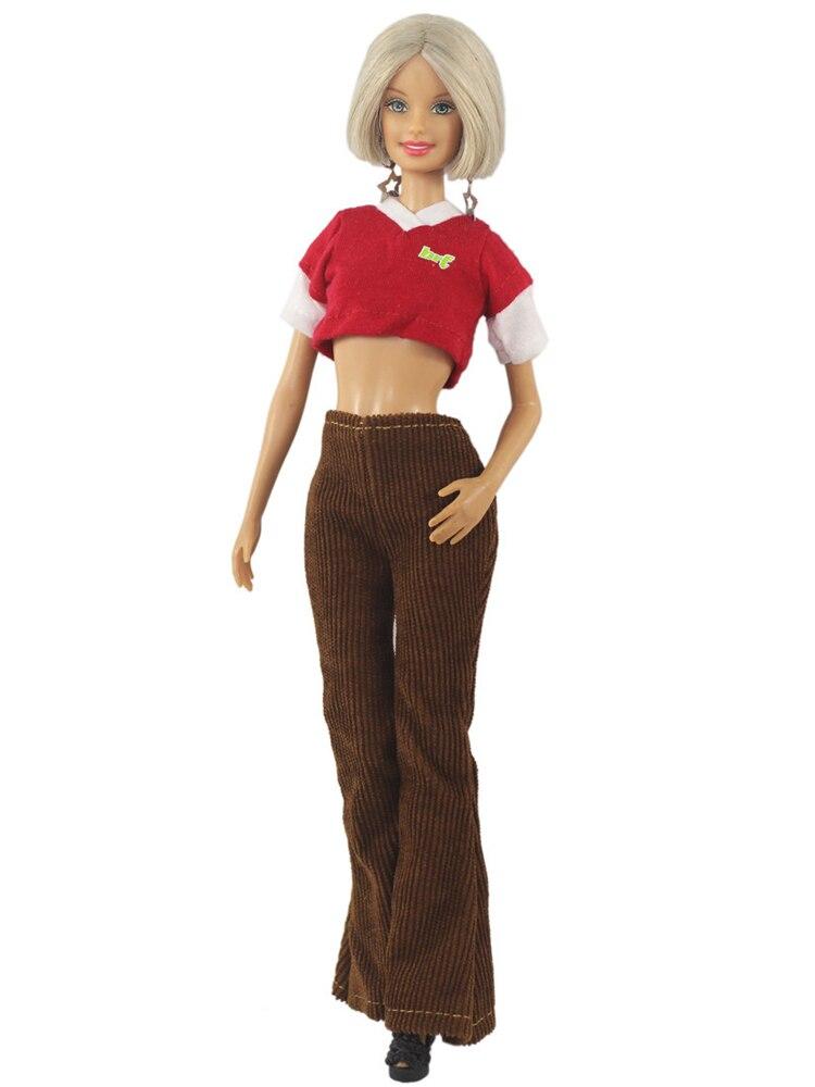 Red Fashion Clothes Set For Barbie Doll Outfits Crop Top Shirt Pants Hat Purse Bag 1/6 Dollhouse Accessories Kids Toys Gift
