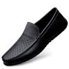Genuine Leather Penny Loafers Men Moccasins Summer Hollow Out Mens Casual Shoes Breathable Slip On Flats Male Driving Shoes 2024