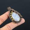 Rainbow Moonstone Gemstone Jewelry Pure Copper Wire Wrapped Handmade Pendant