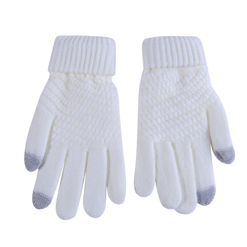 Women Fashion Winter Touch Screen Gloves Warm Stretch Knit Full Finger Mittens Crochet Thicken Gloves