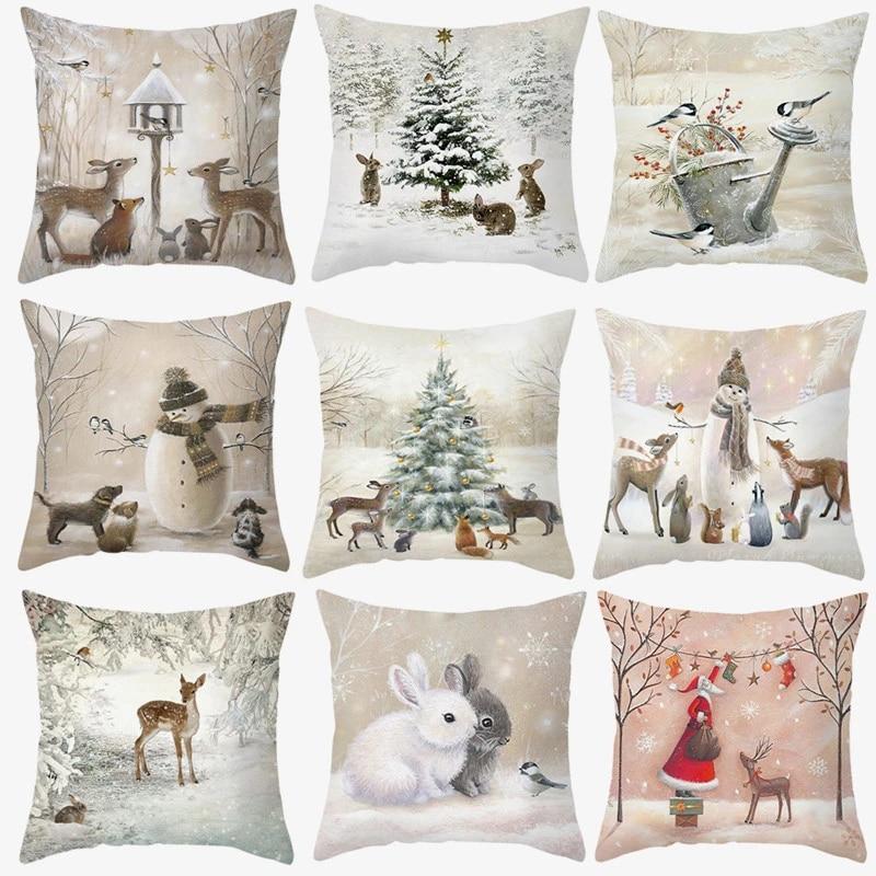 Christmas Ornament Navidad Noel Xmas Gifts Christmas Cushion Cover Merry Christmas Decorations for Home