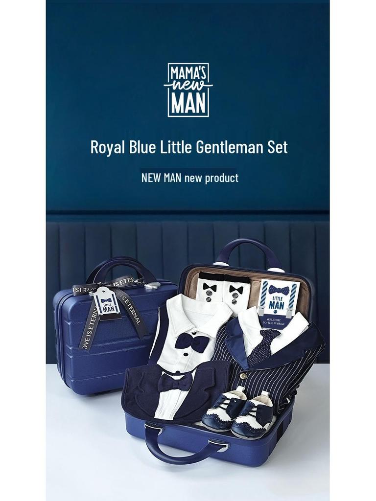 Royal Blue Baby Boy Gentleman Suit Gift Set for Autumn/Winter - Perfect for First Birthday, Full Moon, or Hundred Days Celebration