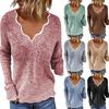 Women Knitted Sweaters V Neck Pullover Tops Lady Solid Casual Jumper Autumn Winter Female Long Sleeve