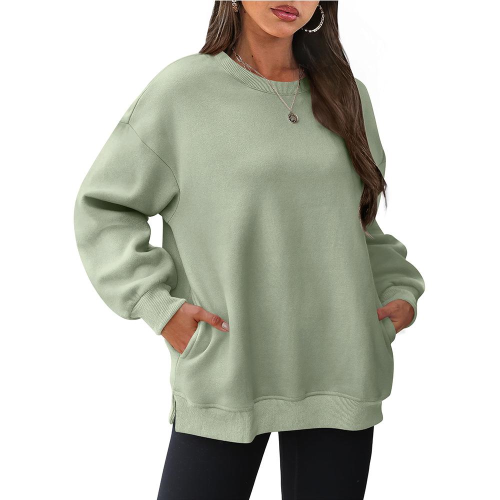 HNXC Women's Fashion Casual Solid Color Print Long Sleeve O-Neck Hoodies & Sweatshirts