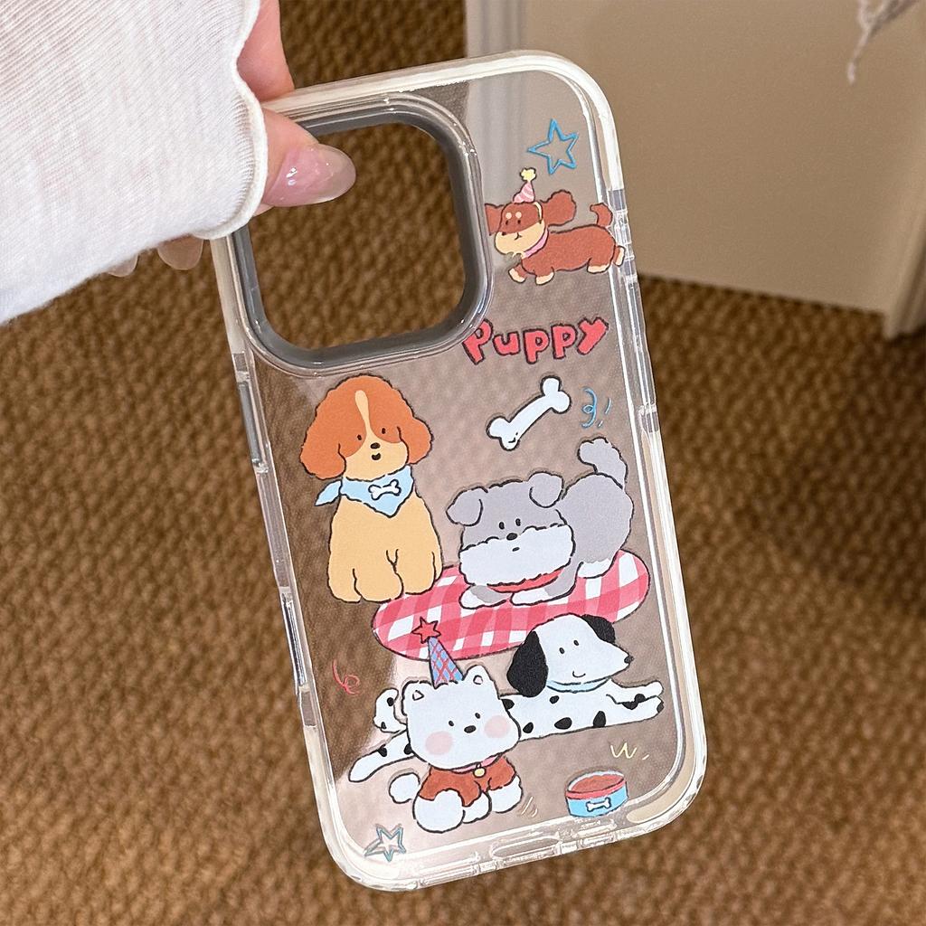 Personalized Cartoon Puppy Illustration Suitable for Apple 16 Mobile Phone Case 14 Transparent IPhone 15 Promax Anti Fall 11 Soft