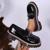 New Retro and Versatile Women's Single-shoe Shoes, Round-toed Metal Buckle Thick-soled Large-sized Loafers