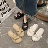 Foreign Trade Thick-soled Slippers for Women's 2024 Summer New Casual Solid-color Muffin Bottom Heightening Cool Slippers for Women