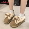 Fashion Aphixta Brown Butterfly Knot Winter Ankle Boots Slip On Women Winter Boot Flat With Women Snow Boots Winter Warm Shoes Outdoor