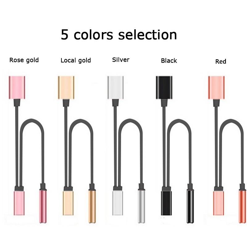 Adapter Charger Audio Cable 2 In 1 Charge To 3.5 Mm Jack Headphone Aux Converter for Apple Iphone 7 8