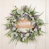 50cm Welcome Sign Wreaths for Front Door Year Round Summer Spring Green Eucalyptus Lambs Ear Wreath for Farmhouse Home Decor Porch Wall