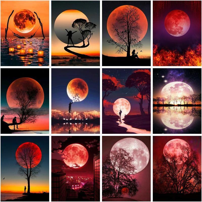 Framrless Diamond Embroidery 5d Set Moon Landscape Diamond Mosaic Painting Adult Picture Of Rhinestones Home Decor