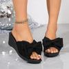 2025 Butterfly-knot Women's Slippers New Open Toe Outdoor Casual Comfortable Summer Plus Size Best Seller Wedge Slippers