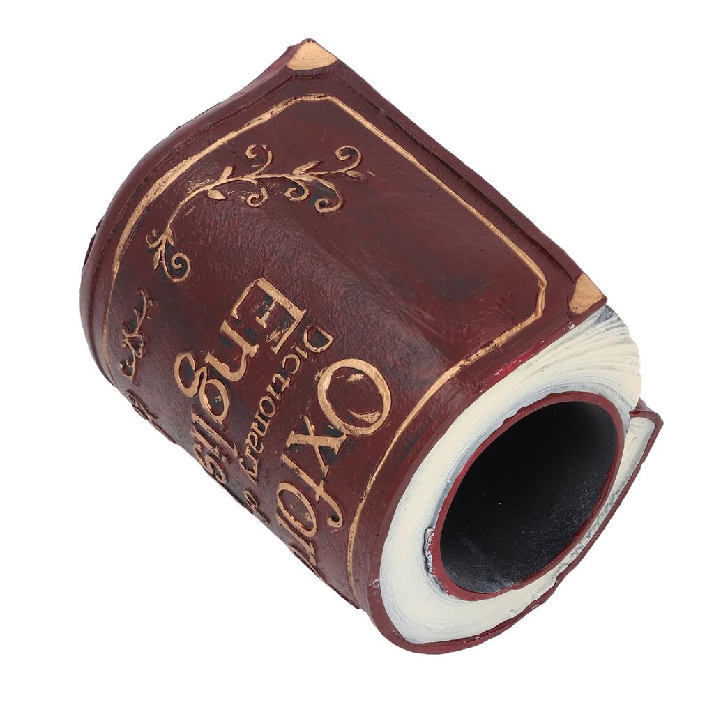 Pen Holder Pencil Desk Organizer Vintage Retro Antique Decorative Library Book Shape Home Office Supply