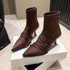 Fashion 2024 New Autumn Winter Women Ankle Boots Fashion Slip On Shoes Thin High Heel Women's Morder Short Booties