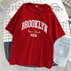Женская футболка с буквенным принтом «Бруклин Нью-Йорк 1898», уличные дышащие топы, одежда больших размеров, удобная одежда с круглым вырезом и короткими рукавами