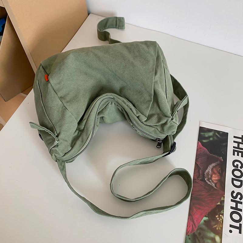 Canvas Bag Women's Large Capacity Crossbody Bag Men Solid Color Shoulder Bag