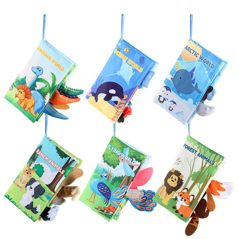 0-3 Years Old Baby Tail Cloth Book 6 Themed Forest Dinosaur Animal Palm Book Early Education Toy