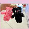 Black And Delightful Pink Cat Plush Doll Keychain With Soft Material For Decorations Bag