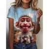Summer Round Neck 3D Funny Cartoon Animal Print Top Fashionable Casual Short Sleeved Women's T-shirts