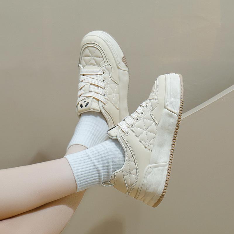 Little White Shoes Women's 2025 Spring New Student Korean Version Ins Versatile Thick Baseplate Shoes Spring and Autumn Casual Shoes KT2602