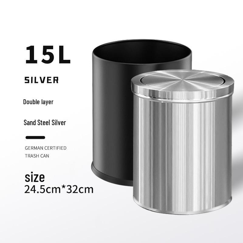 Stainless Steel Swing Lid Trash Can for Home and Kitchen, Light Luxury Design for Bathroom and Living Room.