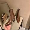 Fashion 2024 Women Ankle Boots Genuine Leather Office Lady Shoes Woman Pointed Toe Thin High Heels Autumn Stretch Size 35-39